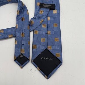 Canali Blue and Gold Checkered Tie